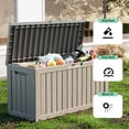 thumbnail image 4 of EasyUp 80 Gallon Resin Deck Box, Lockable Patio Outdoor Storage Box for Furniture, Garden Tools and Tools Storage, Waterproof Outside Storage Boxes（Grey）, 4 of 8