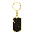 thumbnail image 4 of Celestial Moon & Stars Stainless Steel or 18k Gold Premium Swivel Dog Tag Keychain, 4 of 8