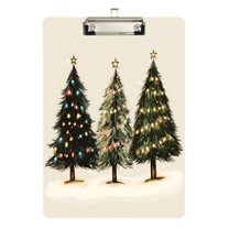 FORMRS Acrylic Clipboard with Low Profile Clip Standard A4 Letter Size, 12.5" x 9", Cartoon Christmas Trees