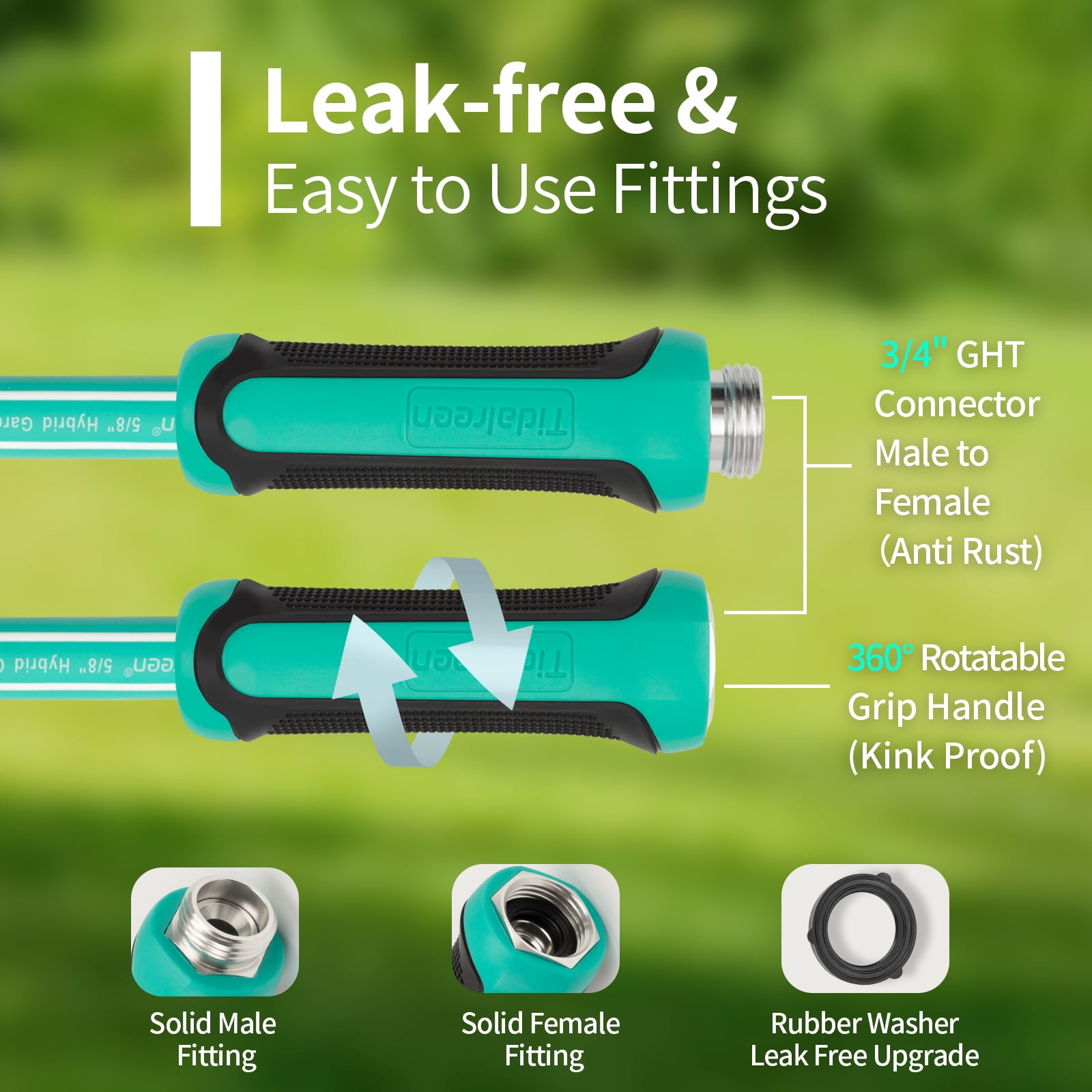 75ft X 5/8" Heavy Duty Garden Hose, 600PSI, Drinking Water Safe, No-Kink Water Hose for Outdoor, 3/4"GHT