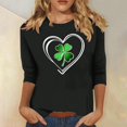 thumbnail image 2 of Hauts d'Été et de Printemps pour Femmes Chemisier Décontracté à Imprimé de la Saint-Patrick à la Mode pour Dames Col Rond Manches 7 Pouces Blouse Décontractée Noire TTTG, 2 of 4