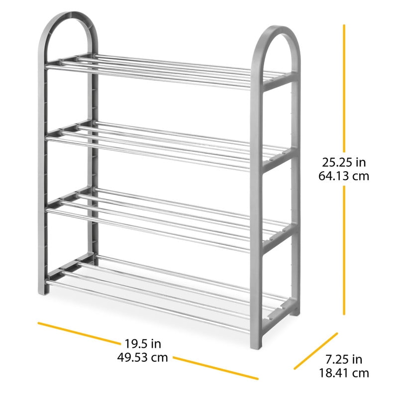 Whitmor Grey Compact 4-Tier Shoe Rack And Closet Organizer