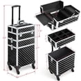 thumbnail image 3 of 3 in 1 Rolling Makeup Case Professional Cosmetic Train Case Beauty Storage Trolley for Make Up Hairstylists Nail Tech Bloggers, Black, 3 of 10