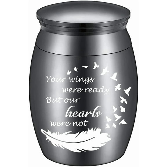 Feather Small Keepsake Urns Mini Cremation Urns Stainless Steel Memorial Ashes Holder Share Urn with Feather Seagull Miniature Burial Funeral DIY