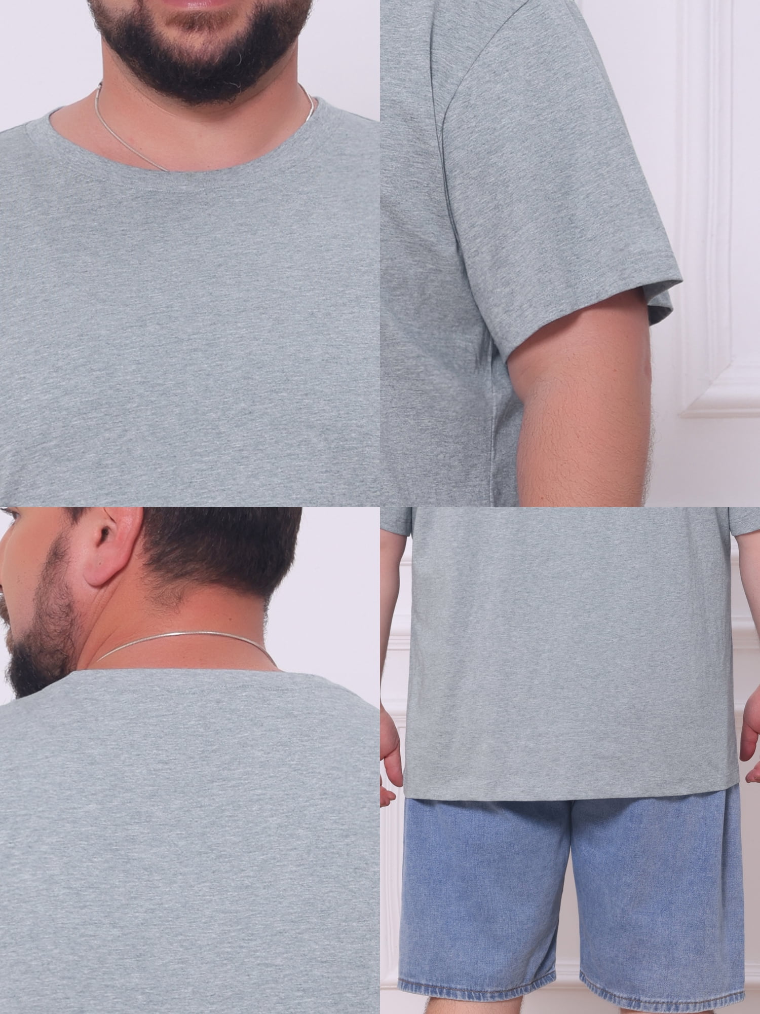 DARING DIVA Men's 100% Cotton Short Sleeves T-Shirt 3XL Light Gray