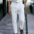 thumbnail image 2 of UAMVSH Straight Leg Pants for Men Cotton Linen Lightweight Beach Lounge Pants Soft Vacation Work Dressy Trousers with Pockets(X-Large,White), 2 of 6