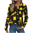 thumbnail image 2 of Shirts for Women Long Sleeve V-Neck Printed Buttons T-shirt Casual Blouse Yellow XXXL, 2 of 6