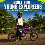 IVFJFV 500W Electric Dirt Bike for Kids,Up to 17.4MPH & 23.6 Miles,Two Speed Modes, Front & Rear Suspension,Mechanical Disc Brakes, 165 LBS,Beginner-Friendly Handle, All-Terrain,PURPLE