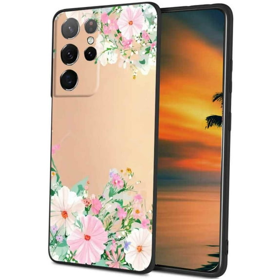 Compatible with Samsung Galaxy S22 Ultra Phone Case, Floral-Flowers-Cute83 Case Men Women, Flexible Silicone Shockproof Case for Samsung Galaxy S22 Ultra