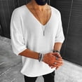 thumbnail image 2 of ZVNAΖH Men's V Neck Short Sleeve Knit T-shirts Summer Casual Solid Pullover Tops Comfy Loose Daily Go Out Wear, 2 of 4