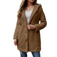 thumbnail image 5 of larppty Fleece Jacket for Women Winter Warm Button Down Hooded Coat Casual Soft Lightweight Fall Teddy Outerwear Fuzzy Coats (Coffee, 5XL), 5 of 5