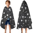 thumbnail image 3 of Halloween Skull and Bone Pattern Hooded Bath Towel，50"x30" for Ages 3 To 12 Kids, Quick Dry Lightweight Soft Microfiber Hood Beach Towel Cover Up for Kids, 3 of 7