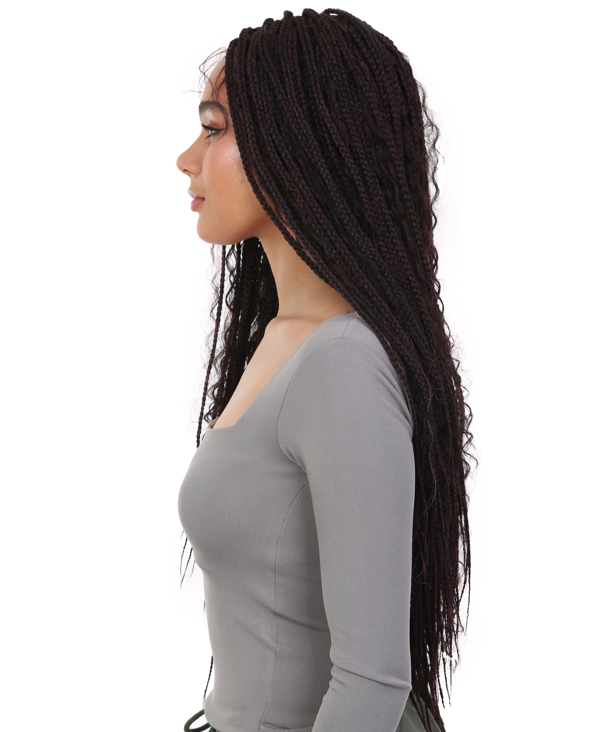 LUXLUXE Hailey 30" Box Braid Wig for Black Women | 4x4 Closure Glueless Lace Front Synthetic Wig Pre-Plucked, Heat Resistant Fiber
