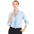 thumbnail image 1 of Blusa Elegante Allegra K de Oficina para mujer con cuello de Lazo Azul claro L, 1 of 6