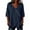 Navy, variant on Women's V-Neck 3/4 Sleeve Blouse, Asymmetric Wrap Linen Top with Decorative Buttons, Loose Fit Casual Tunic