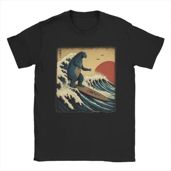 Godzillaed Surfing The Great Wave Amazing Tees Unisex S-5Xl Hot Trending Shirt, Vintage Birthday Gift