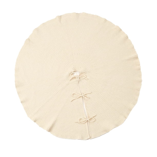 Falda de árbol de Navidad con base de hilo tejido, tapete de piso navideño, adornos decorativos blanco