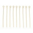 thumbnail image 2 of 1 bag Brass Eye Pin Long-Lasting Plated Real golden Plated Nickel Free Real 18K golden Plated 24 Gauge 35mm Hole: 1.6mm Pin: 0.5mm, 2 of 4