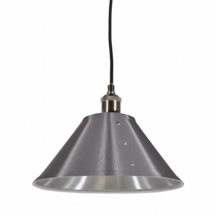 - 1 Light Pendant, Empire Shade with Chrome Rivets, Platinum on Silver Fabric, Satin Chrome