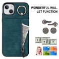 thumbnail image 3 of ELEHOLD for iPhone 14 6.1" Vintage Leather Wallet Case,Practical Card Holders RFID Blocking Zipper Wallet Kickstand Ring Holder Shockproof Anti-Scratch Case for Women Men,Blue, 3 of 8