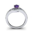 thumbnail image 4 of SuperJeweler 1.40 Carat Oval Shape Amethyst and Fancy Diamond Ring In Sterling Silver For Women, 4 of 6