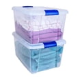 thumbnail image 1 of Caja de Almacenamiento Apilable, Pack de 2, para Organizador Armario, Juguetes, Ropa, con Broche y Tapa Duradera, 24 Litros de Capacidad, Transparente, 1 of 6