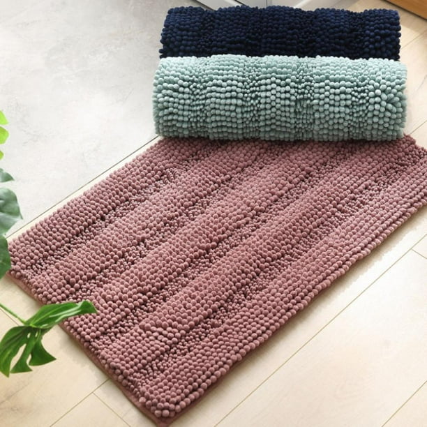 Bathroom Rugs SlipResistant Extra Absorbent Soft and Fluffy Thick Striped Washable Bath Mat Non
