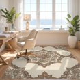 thumbnail image 3 of Design&I 2'x3' Washable Accent Rug Vintage Distressed Scroll Border Solid Minimalist Beige Boho Refined Structured for Kitchen, Pet Station, Friendly & Non-Slip Built-In Grip, 3 of 7