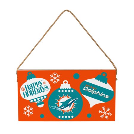 Miami Dolphins 6 x 11 Holiday Wood Wall Sign Miami Dolphins 6 x 11 Holiday Wood Wall Sign