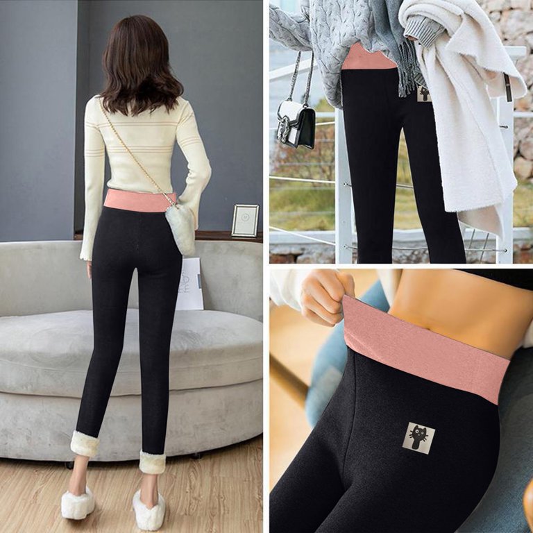 Warm High Waisted Leggings for Women Print Warm Winter Tight Thick Velvet  Wool Cashmere Pants Trousers Leggings