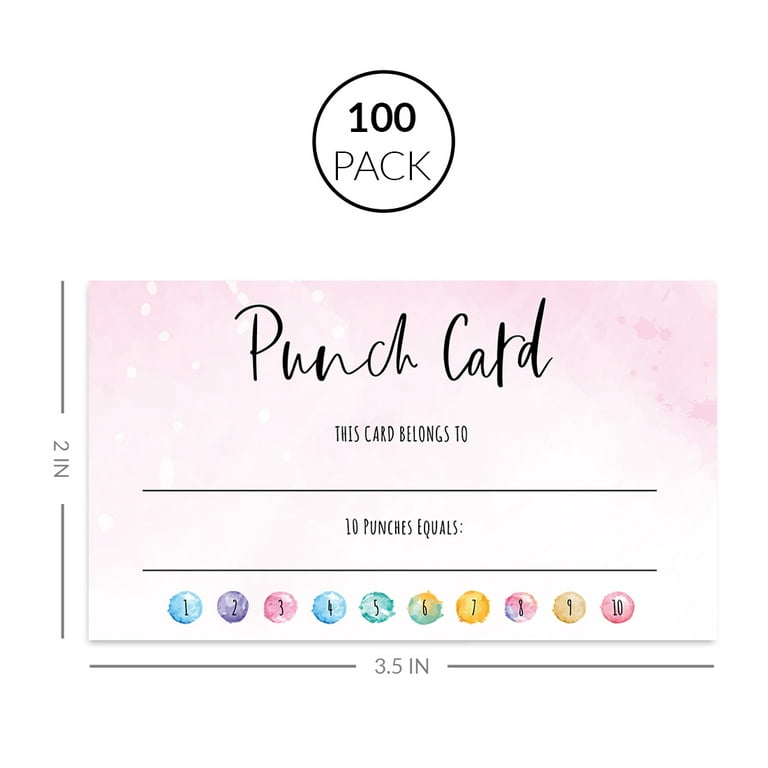 Koyal Wholesale Watercolor Pink Reward Punch Cards, Loyalty Cards for Small  Business Customers, 100-Pack 