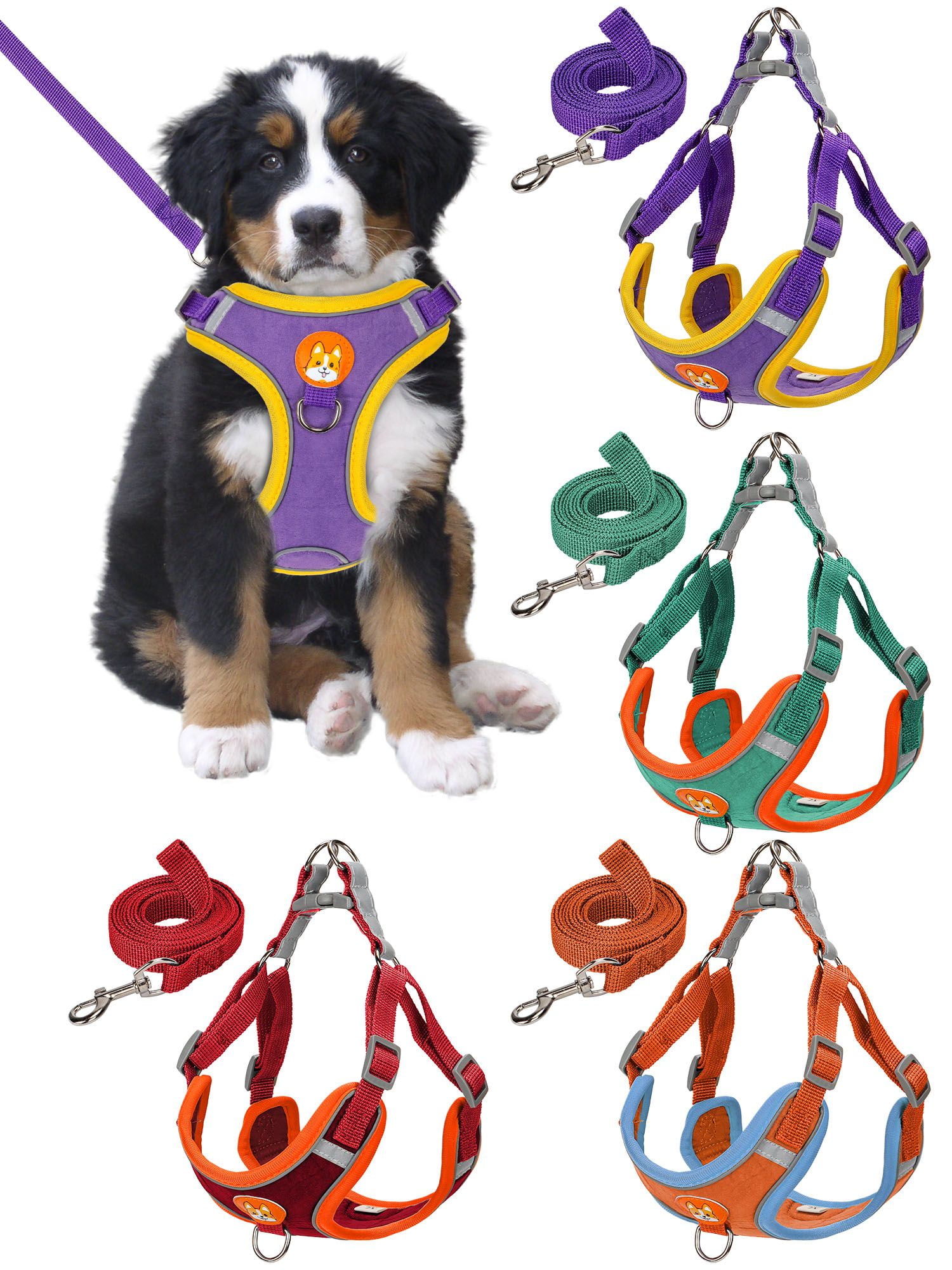 Luxtrada No Pull Dog Harness and Leash Set Adjustable Reflective Pet