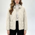 thumbnail image 3 of Byworldtasic Womens Lightweight Quilted Jacket Fall Button Down Puffer Jackets Loose Fit Stand Collar Warm Coats, 3 of 5