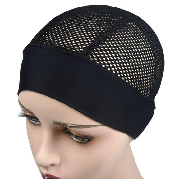 1 pc Black Crochet Wig Cap Headband Wig Cap with Adjustable Headband Big Hole Weaving Wig Base for Wig Making