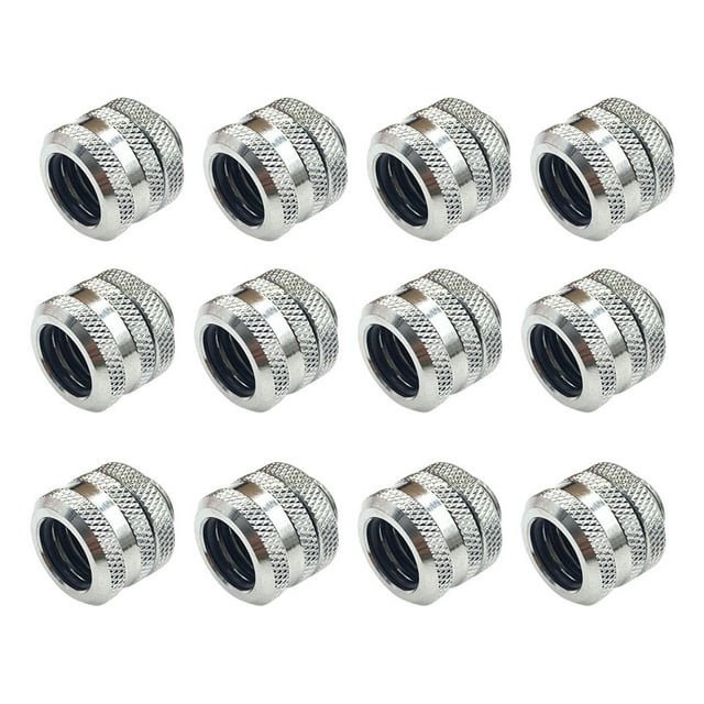Kearding Adaptador de tubo de refrigeración por agua para ordenador de latón, 12 Uds., sellado galvanizado, liberación rápida, accesorios de conector Electrónica Plata
