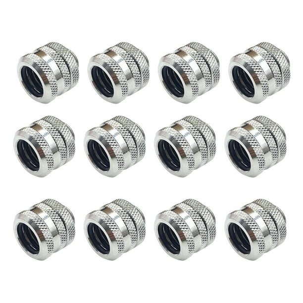 Sidaley Adaptador de tubo de refrigeración por agua para ordenador de latón, 12 Uds., repuesto sellado G1/4, accesorios de conector antioxidante Electrónica Plata