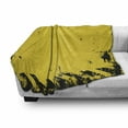 thumbnail image 3 of Vintage Yellow Soft Flannel Fleece Blanket, Hazard Theme Caution Construction Tape Illustration with Grunge Look, Cozy Plush for Indoor and Outdoor Use, 70" x 90", Yellow and Black, by Ambesonne, 3 of 6