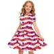 thumbnail image 1 of Odeerbi Niñas Día de La Independencia Vestido de Línea A Verano Patriótico Cuello Redondo Manga Corta Vestido Casual, 1 of 9