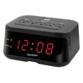 thumbnail image 1 of Reloj despertador digital SHARP, negro medianoche, puerto de carga USB, pantalla LED roja, 1 of 7