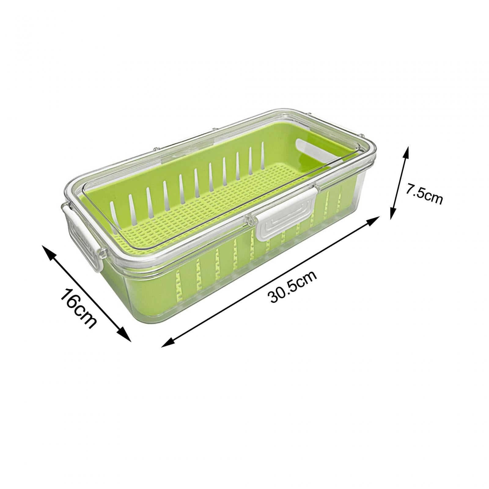 Fruit Storage Containers Airtight Food Containers with Lid with Removable Drain Colanders Produce Saver for Home Kicthen Food Green