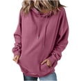 thumbnail image 2 of Fashion Hoodies for Women Pullover Plus Size Hooded Solid Color Long-sleeved Sweatshirt Casual Blouse Pullover, 2 of 5