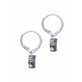 thumbnail image 2 of PalmBeach Jewelry 3.53 TCW Pear Cut Genuine Purple Amethyst and Round Cubic Zirconia Sterling Silver Drop Earrings, 28x8mm, 2 of 4