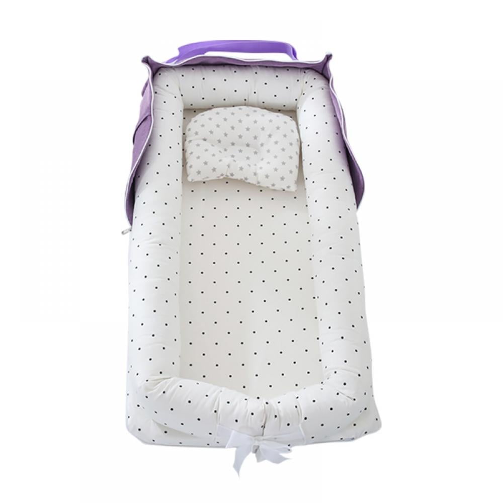 Purple Baby Bassinet Bed Breathable & Hypoallergenic Portable Crib Newborn Toddler Baby Lounger Nest Bed 