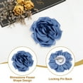 thumbnail image 3 of Uxcell Silk Satin Flower Brooch Pin Large Peony Floral Lapel Pin for Women Dark Blue, 3 of 7