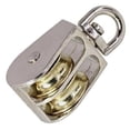 thumbnail image 1 of Dia 0.8" Nickel-Plated Swivel Double Pulley for 3/16" Line, 1 of 3