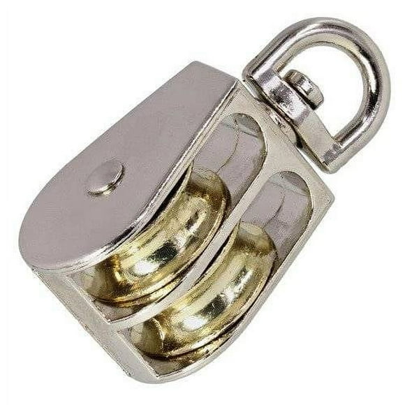 Dia Poulie Pivotante Double Plaquée Nickel de 0,8 Pouces pour Ligne de 3/16 Pouces