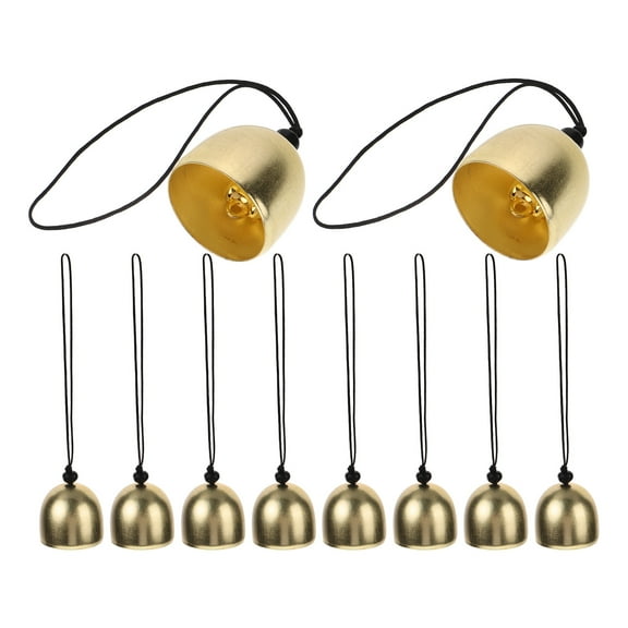 OUNONA 10pcs Brass Metal Wind Chime Christmas Tree Bell Mini Cow Bells Sleigh Bells Retro Hanging Bells for Garden DIY Craft
