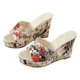 thumbnail image 2 of HAOTAGS Womens Summer Wedge Sandals Slide Sandals Fish Mouth Vintage Flower Casual Beach Shoes Red Size 7.5, 2 of 7