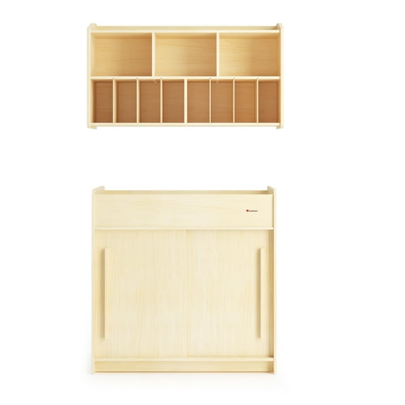 SafeGlide Changing Table and Wall Organizer Set, Built-In Storage, Easy to Clean, Natural