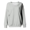 thumbnail image 7 of Kagetolytai Womens Tops Womens Casual V Neck Sweatshirt Loose Soft Long Sleeve Pullover Tops Solid Shirts With Side Pockets Plus Size Tops for Women Light Gray XL, 7 of 7